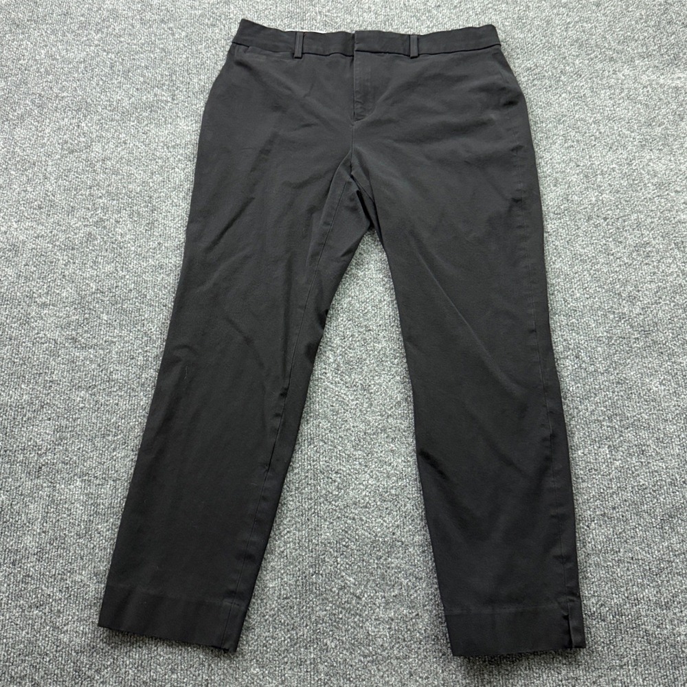 Crown & Ivy Cary Chino Pants Womens 10 Black Stretch Flat Front Trousers Preppy